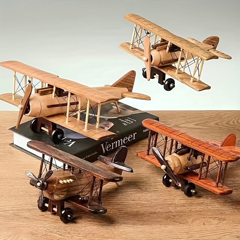 Wooden Retro Aircraft Ornaments Creative Home Desktop Aircraft Model