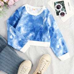 Girls Tie Dye Print Sweatshirt Long Sleeve Top Pullovers