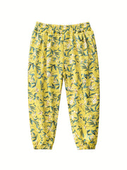 Toddler Girls Flowers Graphic Trousers Elastic Waist Cotton Jogger Pants