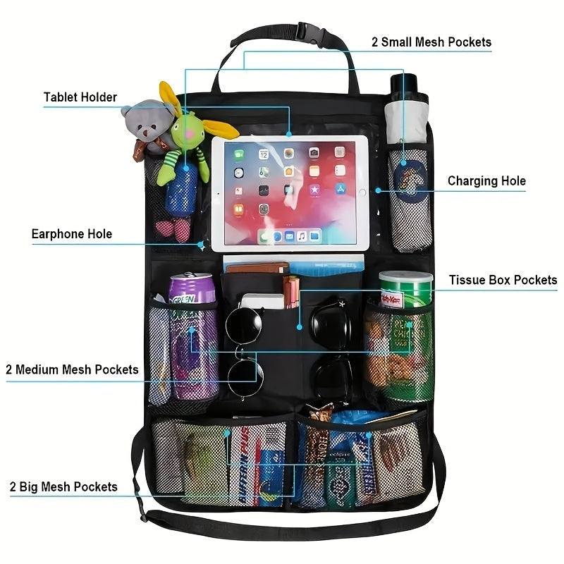 Car Seat Back Storage Bag with Tablet Stand