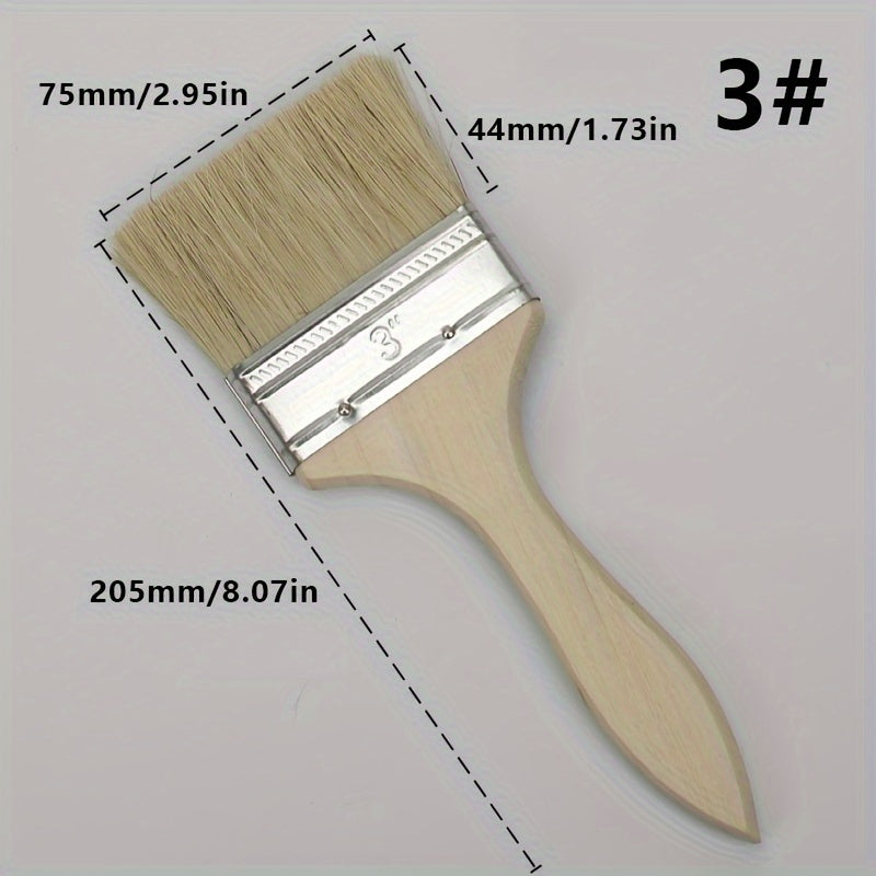 Wooden Handle Hair Brush Thickened Paint Brush Household Tool Brown Brush