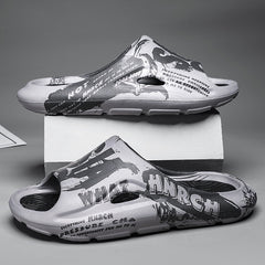 Men's Graffiti Print Pillow Slides Non Slip Slippers