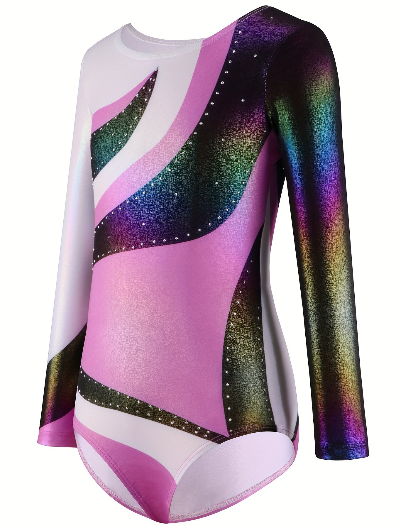 Stretchy Crew Neck Gymnastics Leotard Jumpsuit for Dance Sports