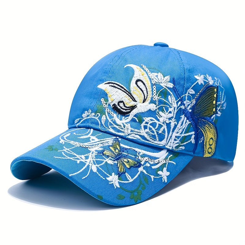 Sequin Butterfly Baseball Cap Outdoor Sunshade Peaked Cap