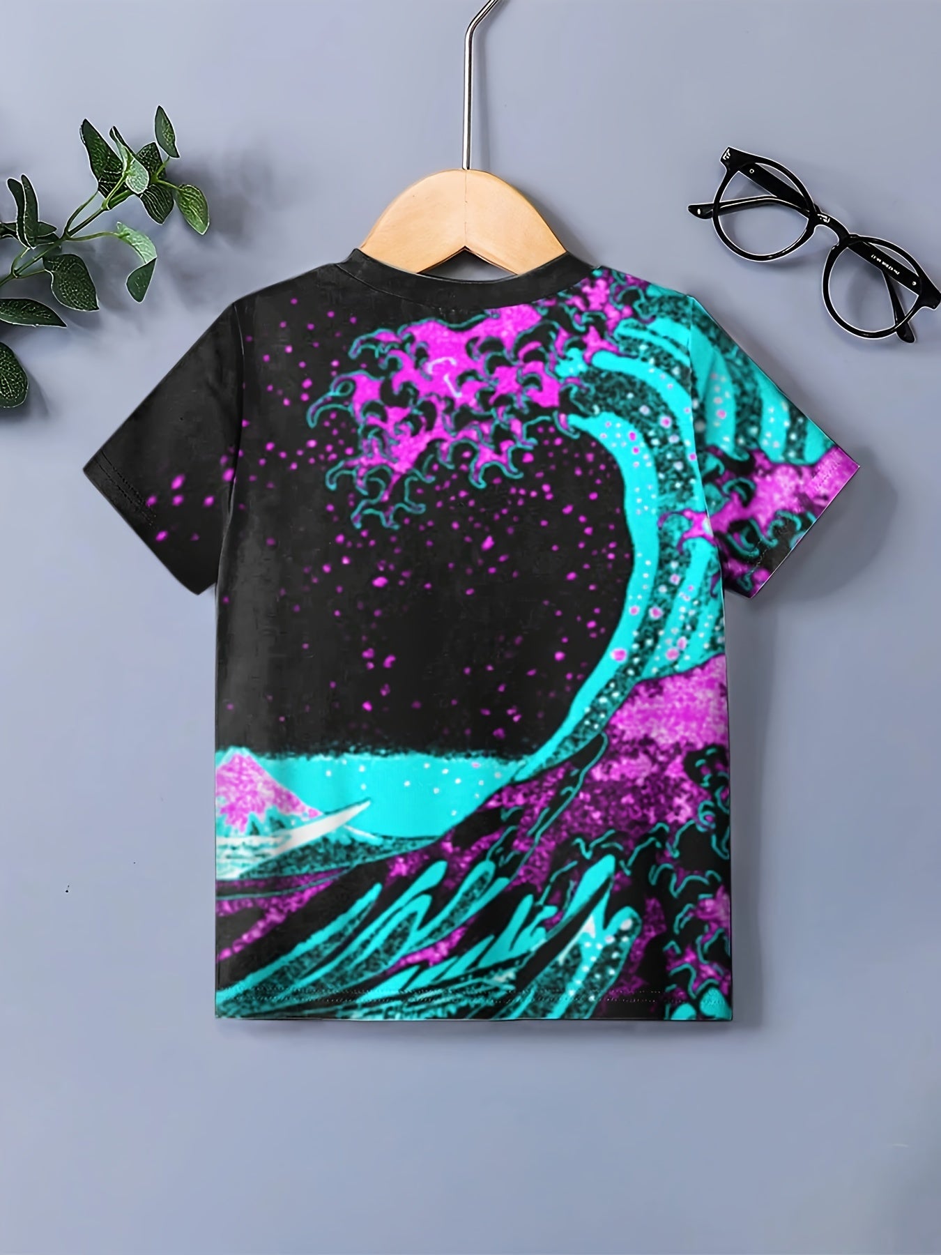 Boys Cyberpunk Wave Cartoon T-shirt Short Sleeve Top