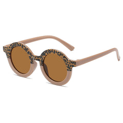 Kids Leopard Print Sunglasses Round Frame Outdoor Activities