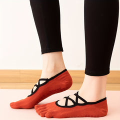 Double Cross Strap Five Finger Yoga Socks Dance Sports Warm Socks