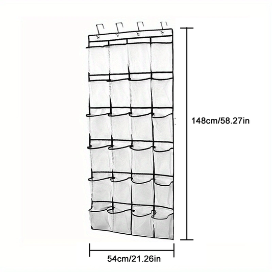 Over The Door Shoe Rack with 28 Large Mesh Pockets Organizer