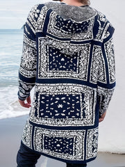 Graphic Print Open Front Hooded Cardigan