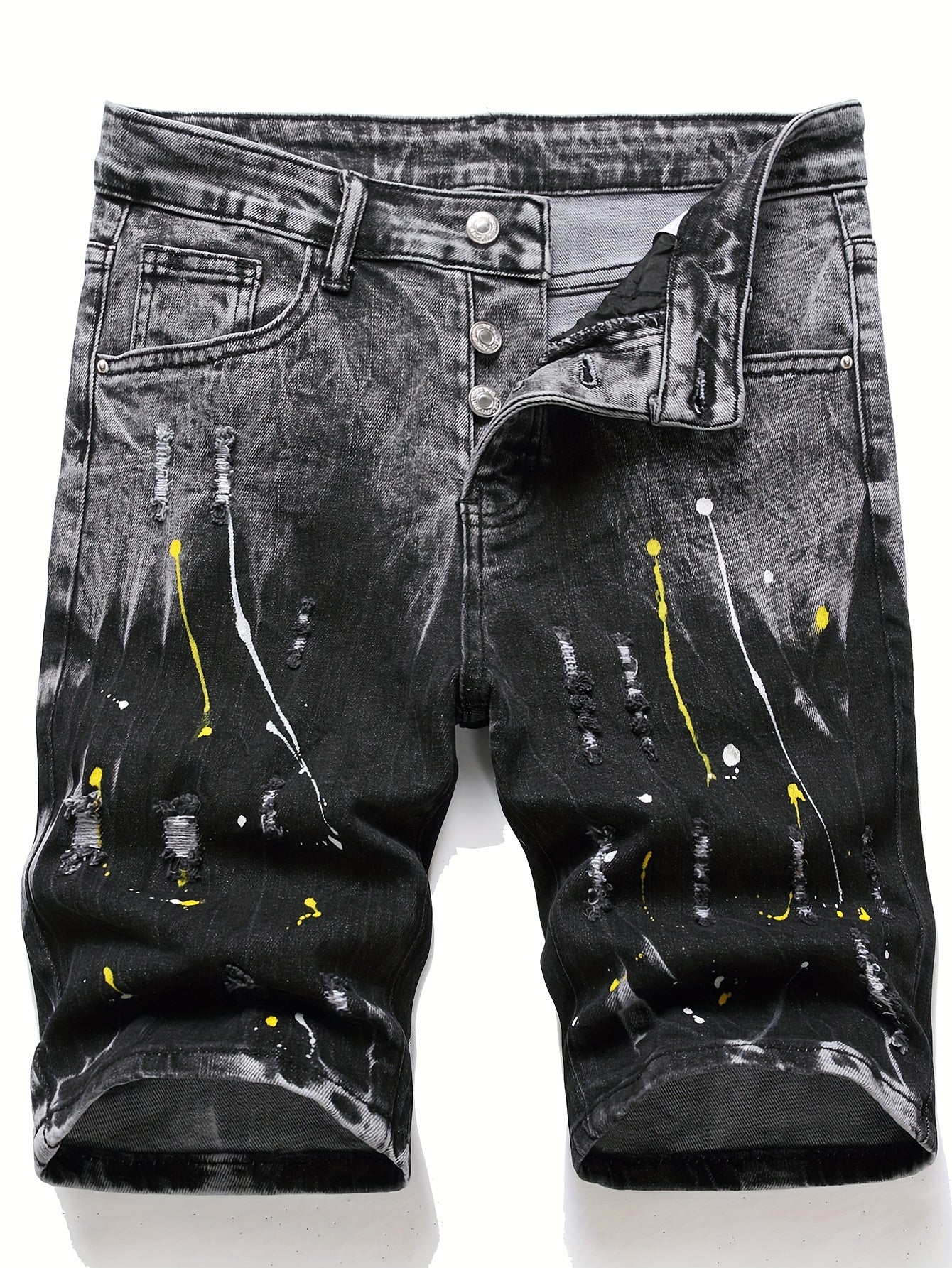 Men's Casual Street Style Ripped Denim Shorts Medium Stretch Distressed