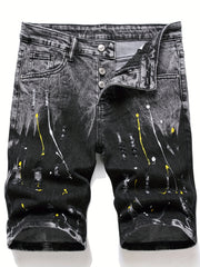 Men's Casual Street Style Ripped Denim Shorts Medium Stretch Distressed