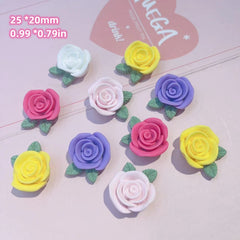 10pcs DIY 3D Rose Flowers Resin Charms For Earrings Jewelry Hair Accessories