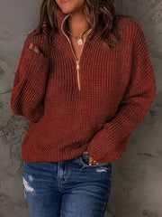 High Neck Zipper Sweater
