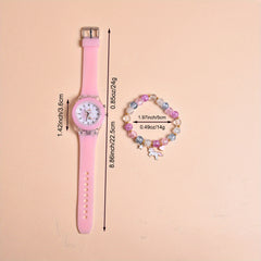 Moon & Unicorn Quartz Watch Set with Beaded Bracelet