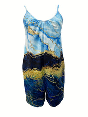 Marble Print Off Shoulder Jumpsuit