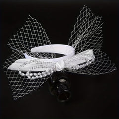 Faux Pearl Bowknot Headband Wide Brim Head Band Bridal Head Hoop