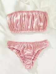 Sexy Ruffle Lingerie Set Strapless Tube Bra & Panties
