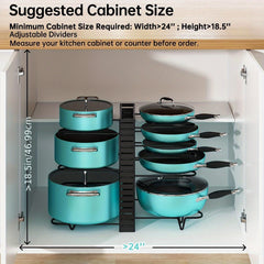 Heavy Duty Pots Pans Organizer Rack Under Cabinet 8 Tier Adjustable Height