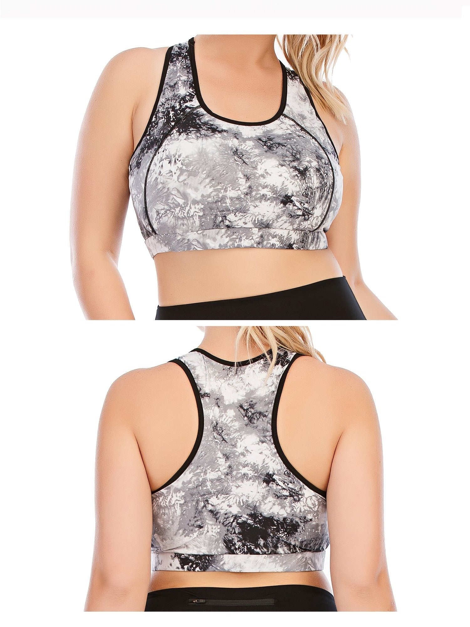 Random Print Sports Bra Women's Plus Medium Stretch Yoga