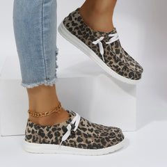 Leopard Print Lace Up Lightweight Low Top Sneakers