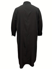 V Neck Button Up Shirt Dress Long Sleeve
