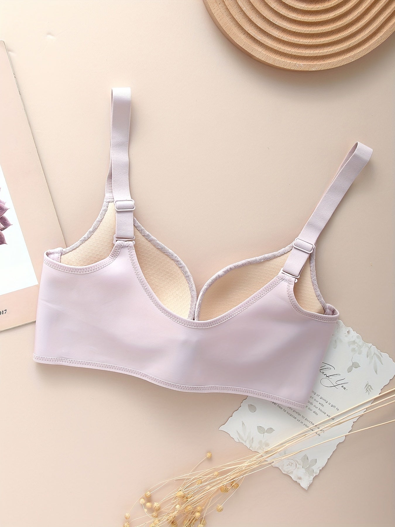 Wireless Push Up Bra Front Buckle Lace Contrast Comfy & Breathable
