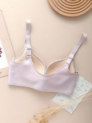 Wireless Push Up Bra Front Buckle Lace Contrast Comfy & Breathable
