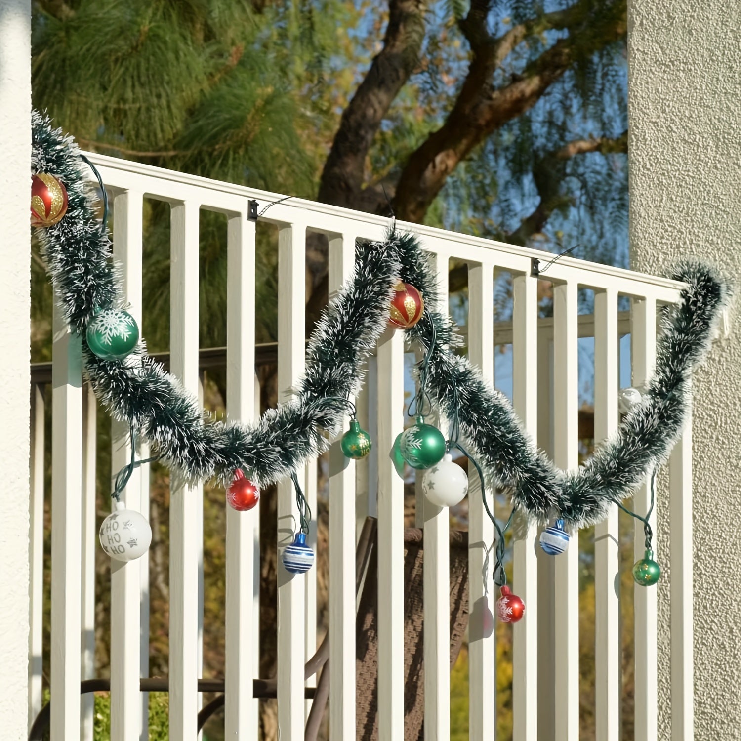 Green Snowy Garland Artificial Christmas Pine Streamers for Ceiling Decorations