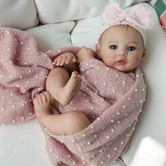 Soft Vinyl & Cloth Body Reborn Doll with Painted Hair, Lifelike Mixed Light Beig