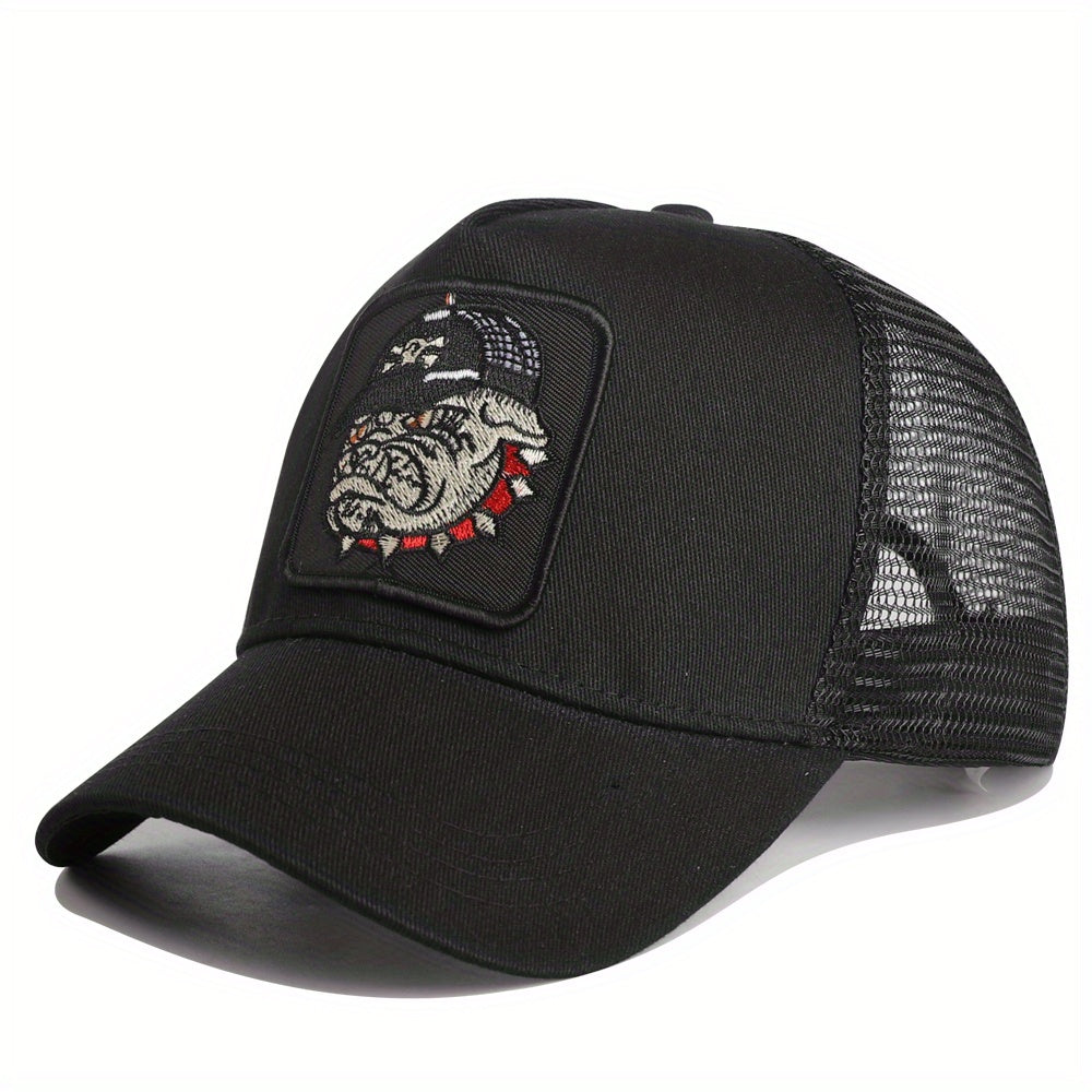 Dog Head Patch Trucker Hat Unisex Hip Hop Block Baseball Cap Mesh Breathable