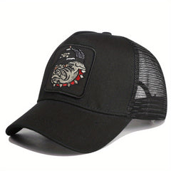 Dog Head Patch Trucker Hat Unisex Hip Hop Block Baseball Cap Mesh Breathable
