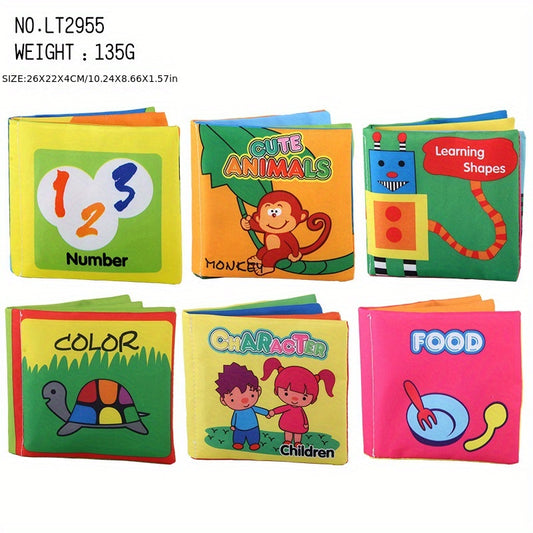 6Pcs Baby Cloth Book Set with Sound Paper