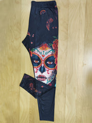 Plus Size Halloween Casual Leggings Women's Plus Figure Print High Stretch Skinn