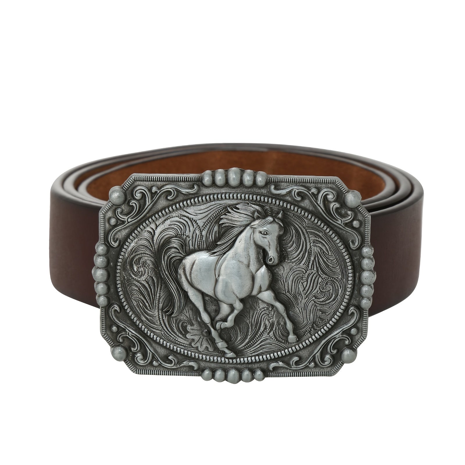 Western Denim Horse Belt Buckle