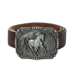 Western Denim Horse Belt Buckle