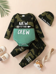 Baby Boy's Camo Suit TO THE CREW Printed Romper & Trousers Set