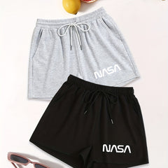 Summer Casual Shorts 2 Pack Sporty Drawstring Waist Women's Clothing