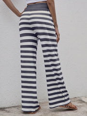 Floral Print Drawstring Pants High Waist Wide Leg