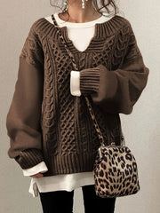 Solid Jacquard Long Sleeve Sweater