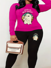 Women's Plus Size Ghost Print Top & Leggings Outfit Set