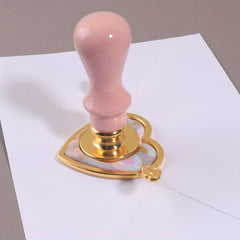 Metal Wax Seal Mold Golden Love Heart Fire Print Holder