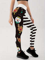 Christmas Print High Waist Yoga Leggings - Quick Drying