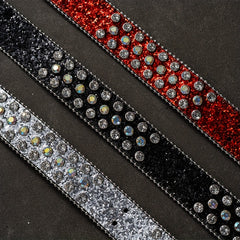 Skull Rivet Rhinestone Buckle for Men'S Belts Faux Leather Non Textile Weave