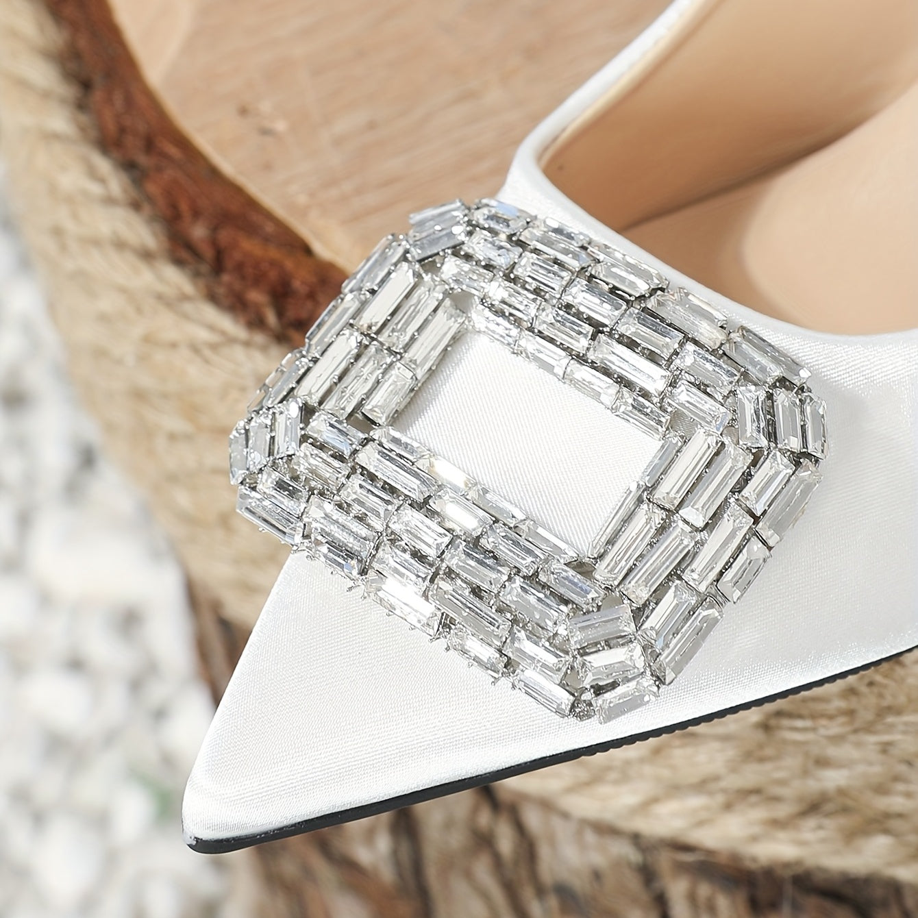 Rhinestone Decor Kitten Heel Slingback Dress Pumps