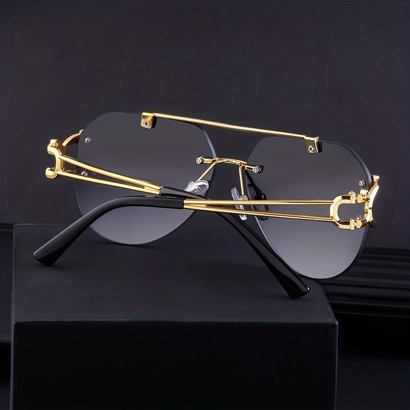 Men's Frameless Leopard Head Double Beam Sunglasses