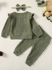 Baby Girls Pullover Sweatshirt Ruffle Sleeve Tops Pants