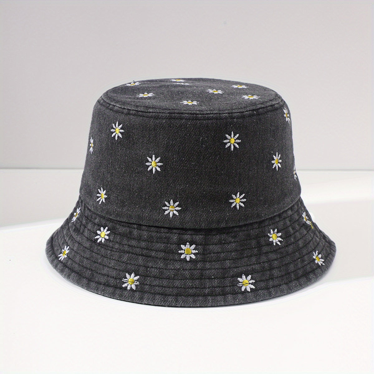 Flower Embroidery Fisherman Hat Bucket for Outing