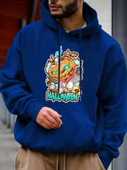 Anime Jack O Lantern Print Hoodie Men's Casual Graphic Pullover Hoodie