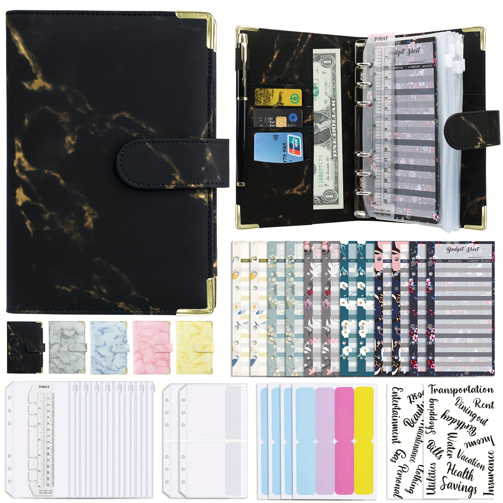 Waterproof Portable A6 Marbled Notebook Budget Book