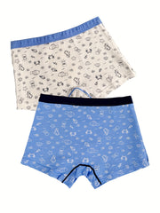4pcs Boys Boxer Briefs Cotton Breathable Kids Panties Cartoon Striped Underwear